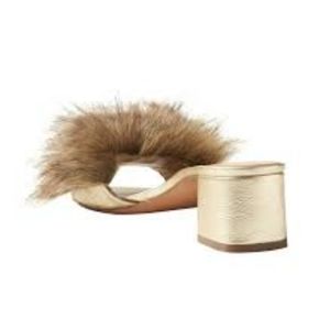 Banana Republic Mid Heel Faux Fur Slide